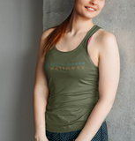 Represent your BBW community in this sleek, Military Green, racerback tank.