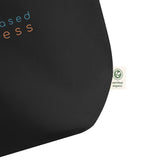 Detail of Brain-Based Wellness Tote in Black, 100% certified organic cotton.