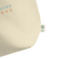 Detail of Brain-Based Wellness Tote in Oyster, 100% certified organic cotton.