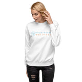 Stay cozy and comfy with a classic, white, Brain-Based Wellness Fleece Sweatshirt.